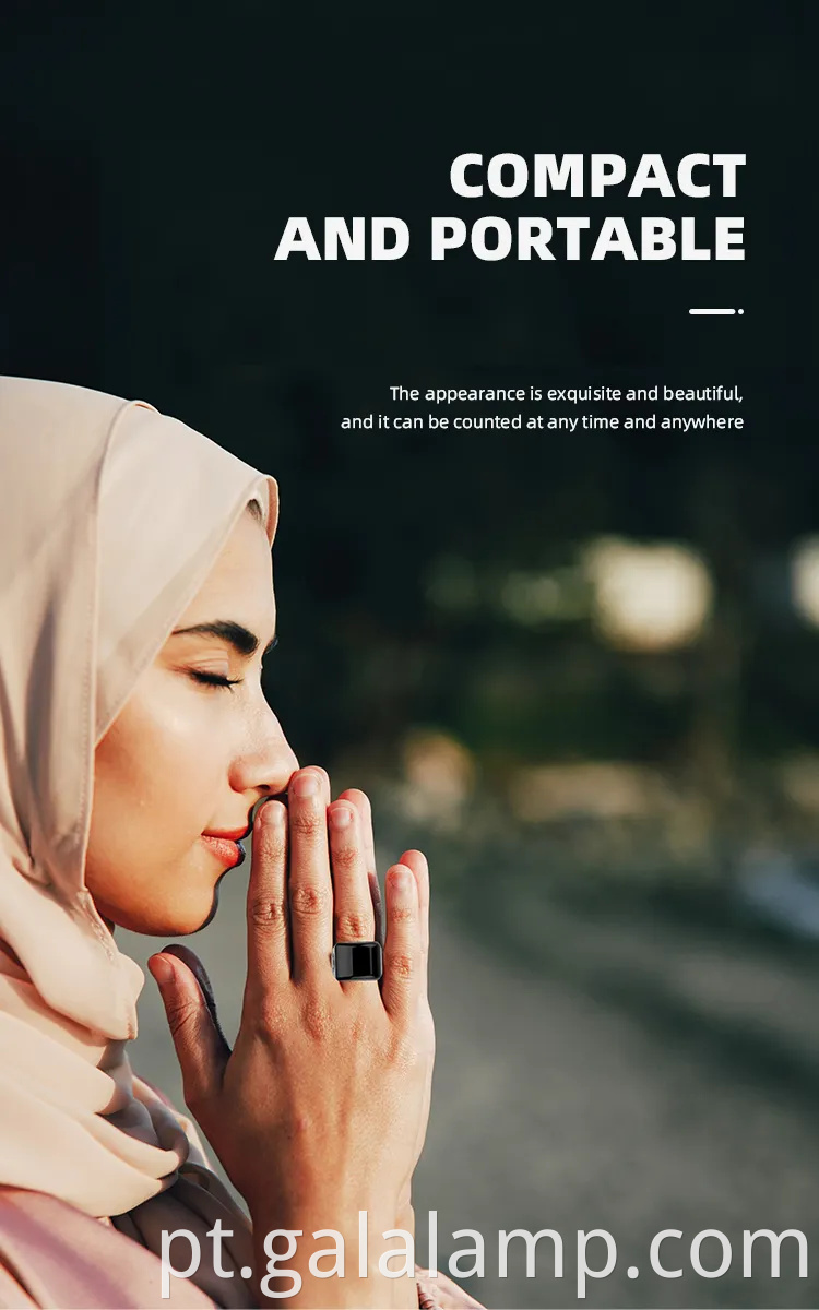 Presente muçulmano inteligente liga islâmica de zinco Zikir Counter Digital Azan Alarme Tasbeeh Tasbih Zikr Ring